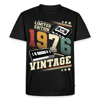 1976 Year of birth Year of construction Birthday vintage - Men's Premium Organic T-Shirt - black - Front - Nico (187cm)