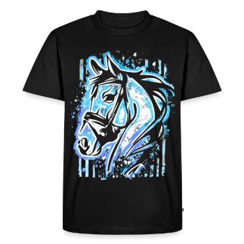 Blue Horse - Horse Head Drawing Horses Painting - Men's Premium Organic T-Shirt - black - Front - Nico (187cm)