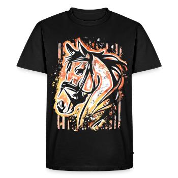 Horse - Colorful Horse's Head - Riding - Rider - Horse - Men's Premium Organic T-Shirt - black - Front - Nico (187cm)