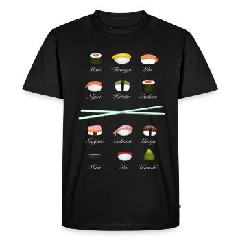 sushi kit Chopsticks manga wasabi japan riz fish - T-shirt Premium bio Homme - noir - Devant - Nico (187cm)