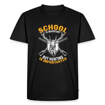 Hunting Quote Hunting Is Importanter Funny Hunting - Men's Premium Organic T-Shirt - black - Front - Nico (187cm)