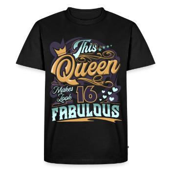 16ème anniversaire 16 ans Femmes Dames Reine - T-shirt Premium bio Homme - noir - Devant - Nico (187cm)