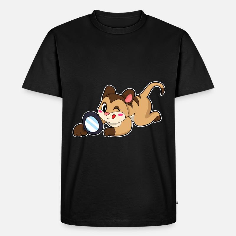 Erdmännchen mit Lupe - Männer Premium Bio T-Shirt - Schwarz