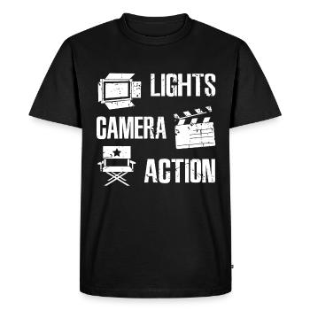Cinéaste - T-shirt Premium bio Homme - noir - Devant - Nico (187cm)