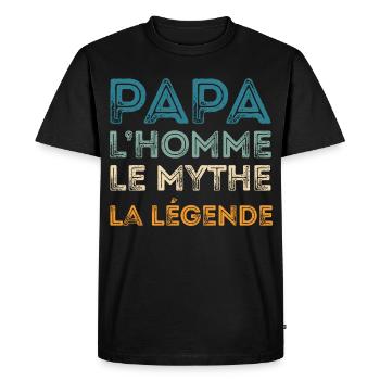 Papa Homme Mythe Légende - T-shirt Premium bio Homme - noir - Devant - Nico (187cm)