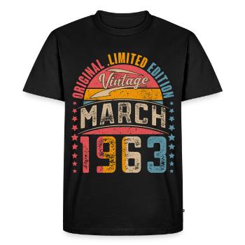 1963 Année de naissance Mars Anniversaire - T-shirt Premium bio Homme - noir - Devant - Nico (187cm)