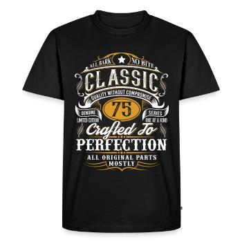 75th birthday - Men's Premium Organic T-Shirt - black - Front - Nico (187cm)