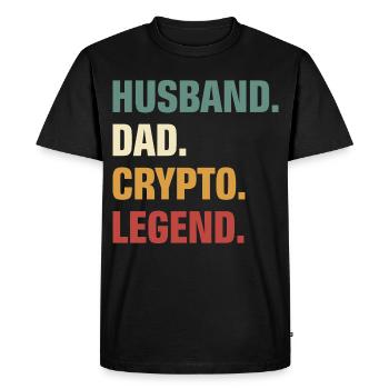Crypto Papa - Men's Premium Organic T-Shirt - black - Front - Nico (187cm)