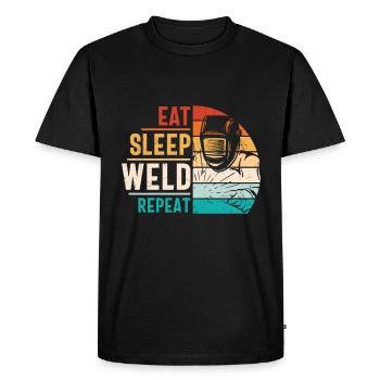 Soudeur Citation Drôle Conception Manger Sommeil Soudure Répéter - T-shirt Premium bio Homme - noir - Devant - Nico (187cm)