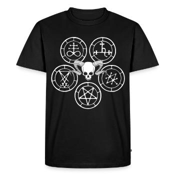 White demon skull and demonic symbols - Men's Premium Organic T-Shirt - black - Front - Nico (187cm)
