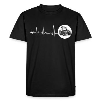Heartbeat with circle tractor white - Men's Premium Organic T-Shirt - black - Front - Nico (187cm)