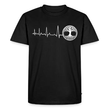 Herzschlag - Baum des Lebens - Männer Premium Bio T-Shirt - Schwarz - Vorne - Nico (187cm)
