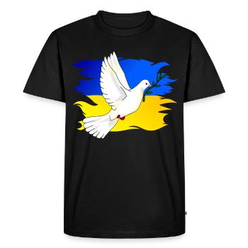 Drapeau de l’Ukraine aux couleurs nationales et colombe de la paix - T-shirt Premium bio Homme - noir - Devant - Nico (187cm)