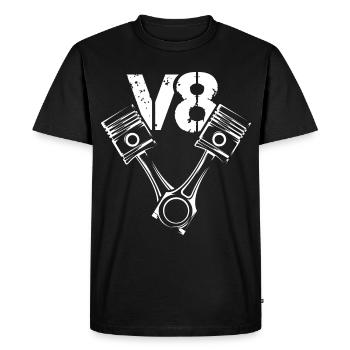 V8 Symbole Moteur Piston Illustration Voitures Graphique - T-shirt Premium bio Homme - noir - Devant - Nico (187cm)