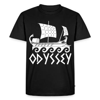 The Journey of Ulysses (white) - Men's Premium Organic T-Shirt - black - Front - Nico (187cm)