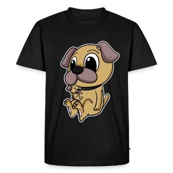 Pug Family - Pug with Baby - Pug Motif - Men's Premium Organic T-Shirt - black - Front - Nico (187cm)