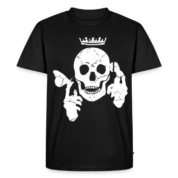 Skull with butterfly and telephone - Men's Premium Organic T-Shirt - black - Front - Nico (187cm)