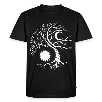 Arbre de vie blanc soleil et lune - T-shirt Premium bio Homme - noir - Devant - Nico (187cm)