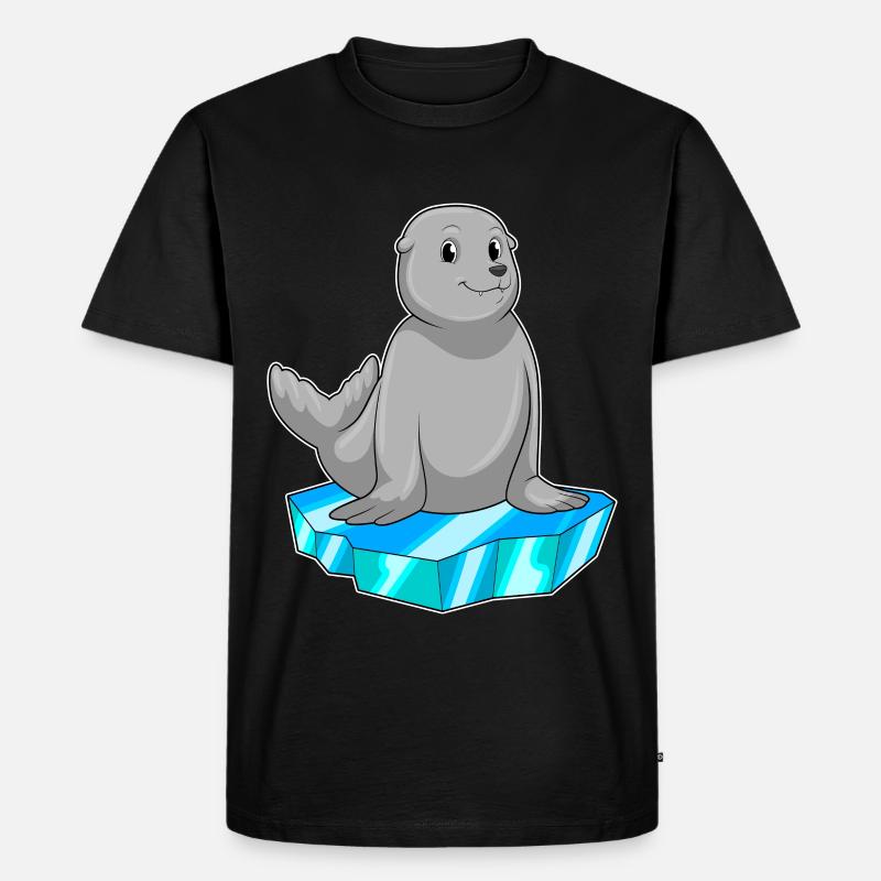 Seehund mit Eisscholle - Männer Premium Bio T-Shirt - Schwarz