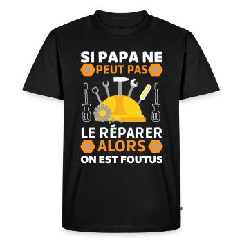 Papa bricoleur Papa Réparateur 1 - T-shirt Premium bio Homme - noir - Devant - Nico (187cm)