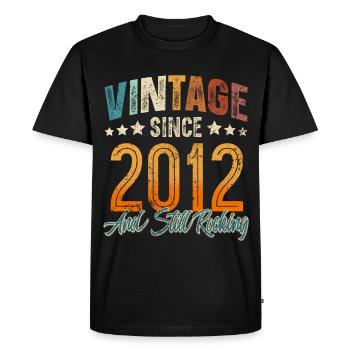 2012 Année de naissance Anniversaire Année de construction Millésime - T-shirt Premium bio Homme - noir - Devant - Nico (187cm)