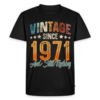 1971 Année de naissance Anniversaire Année de construction Millésime - T-shirt Premium bio Homme - noir - Devant - Nico (187cm)