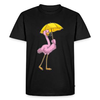 Parapluie Flamant Rose - T-shirt Premium bio Homme - noir - Devant - Nico (187cm)
