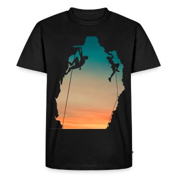Couchersoleil falaise grimpeurs - T-shirt Premium bio Homme - noir - Devant - Nico (187cm)