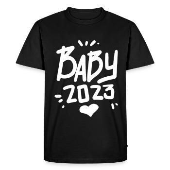 Grossesse Bébé enceinte 2023 - T-shirt Premium bio Homme - noir - Devant - Nico (187cm)