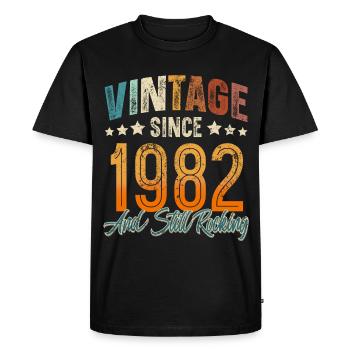 1982 Year of birth Birthday Year of construction Vintage - Men's Premium Organic T-Shirt - black - Front - Nico (187cm)