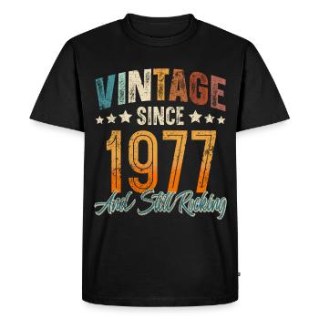 1977 Année de naissance Anniversaire Année de construction Millésime - T-shirt Premium bio Homme - noir - Devant - Nico (187cm)