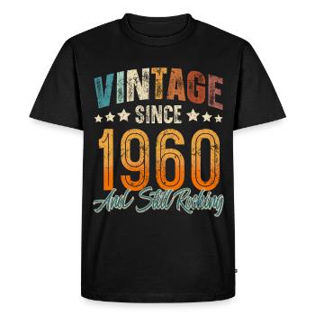 1960 Année de naissance Anniversaire Année de construction Millésime - T-shirt Premium bio Homme - noir - Devant - Nico (187cm)