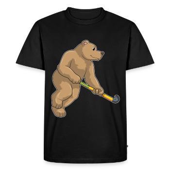 Hockey sur gazon Bear Stick - T-shirt Premium bio Homme - noir - Devant - Nico (187cm)