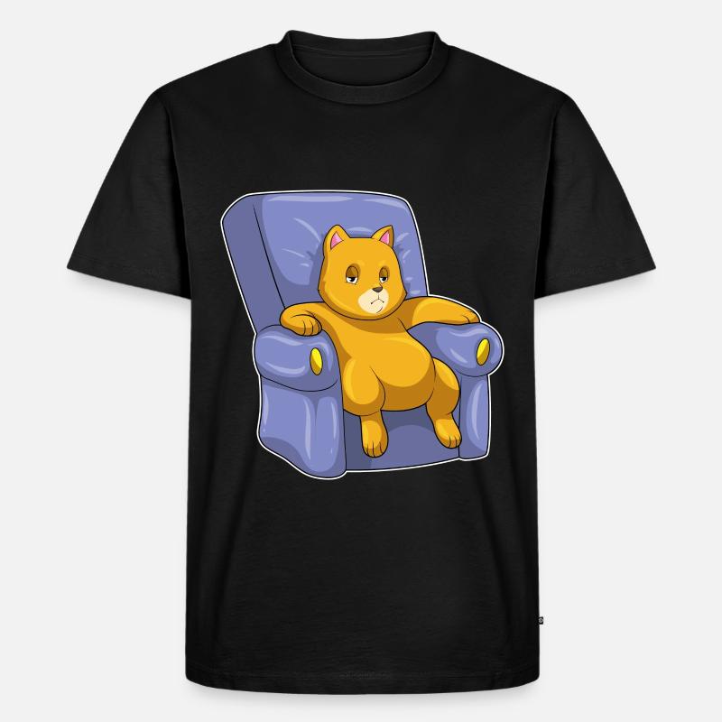 Katze mit Sofa - Männer Premium Bio T-Shirt - Schwarz