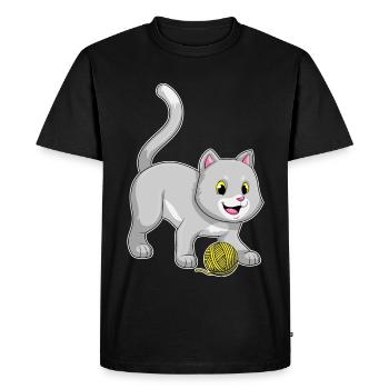 Cat Yarn Ball - Men's Premium Organic T-Shirt - black - Front - Nico (187cm)