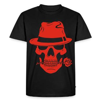 Crâne rouge de gangster - T-shirt Premium bio Homme - noir - Devant - Nico (187cm)