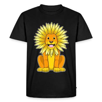 Lion Sunflower - Men's Premium Organic T-Shirt - black - Front - Nico (187cm)