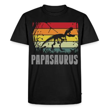Papasaurus Papa Dinosaure Fête des Pères Journée des Hommes - T-shirt Premium bio Homme - noir - Devant - Nico (187cm)