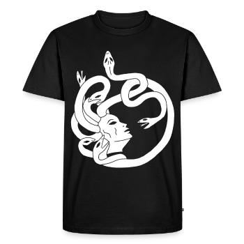 Femme aux cheveux de serpents (blanc) - T-shirt Premium bio Homme - noir - Devant - Nico (187cm)