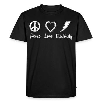 Paix Amour Électricité - T-shirt Premium bio Homme - noir - Devant - Nico (187cm)