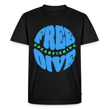 Freedive and Spearfishing Typography - Men's Premium Organic T-Shirt - black - Front - Nico (187cm)