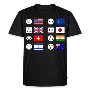 Plug Types Country Overview - Men's Premium Organic T-Shirt - black - Front - Nico (187cm)