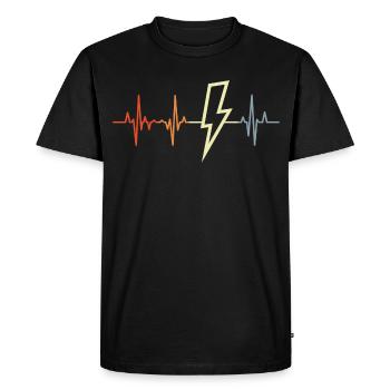 Vintage Electrician HeartLine - Men's Premium Organic T-Shirt - black - Front - Nico (187cm)