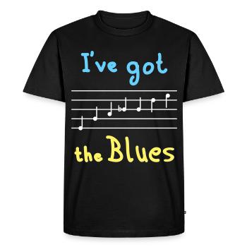 Blues Scale in E - bright - Men's Premium Organic T-Shirt - black - Front - Nico (187cm)