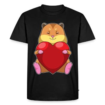 Cœur de hamster - T-shirt Premium bio Homme - noir - Devant - Nico (187cm)