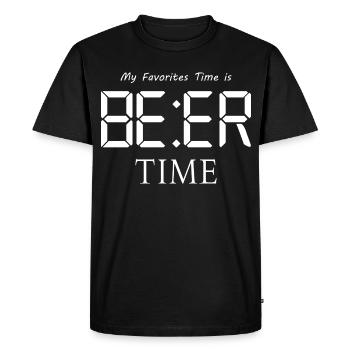 Mon moment préféré est l’heure de la bière - T-shirt Premium bio Homme - noir - Devant - Nico (187cm)