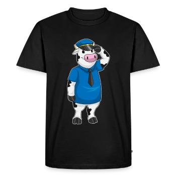 Police des vaches Police de la casquette - T-shirt Premium bio Homme - noir - Devant - Nico (187cm)