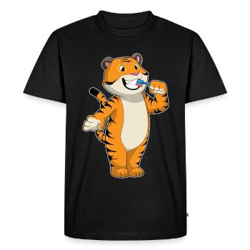 Tiger Toothbrush - Men's Premium Organic T-Shirt - black - Front - Nico (187cm)
