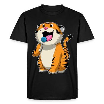 Tiger lollipop - Men's Premium Organic T-Shirt - black - Front - Nico (187cm)