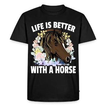 La vie est meilleure avec un cheval - T-shirt Premium bio Homme - noir - Devant - Nico (187cm)
